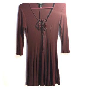 LAST WEEK AVAILABLE - LaceUp Burgundy Skater Dress